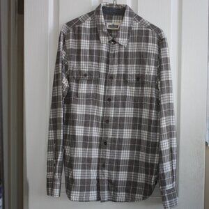 Distillery Brown & Cream Plaid 100% Cotton Flannel Shirt - Size Medium